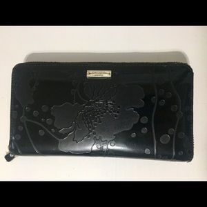 Kate Spade Continental Wallet Black Patent Floral